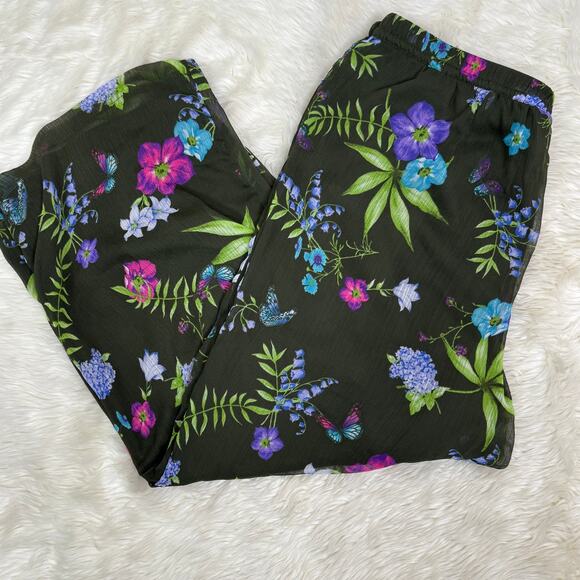 5 for $25|  Linea by Louis Dell'Olio Petite Floral Chiffon Cropped Pants - Picture 1 of 8